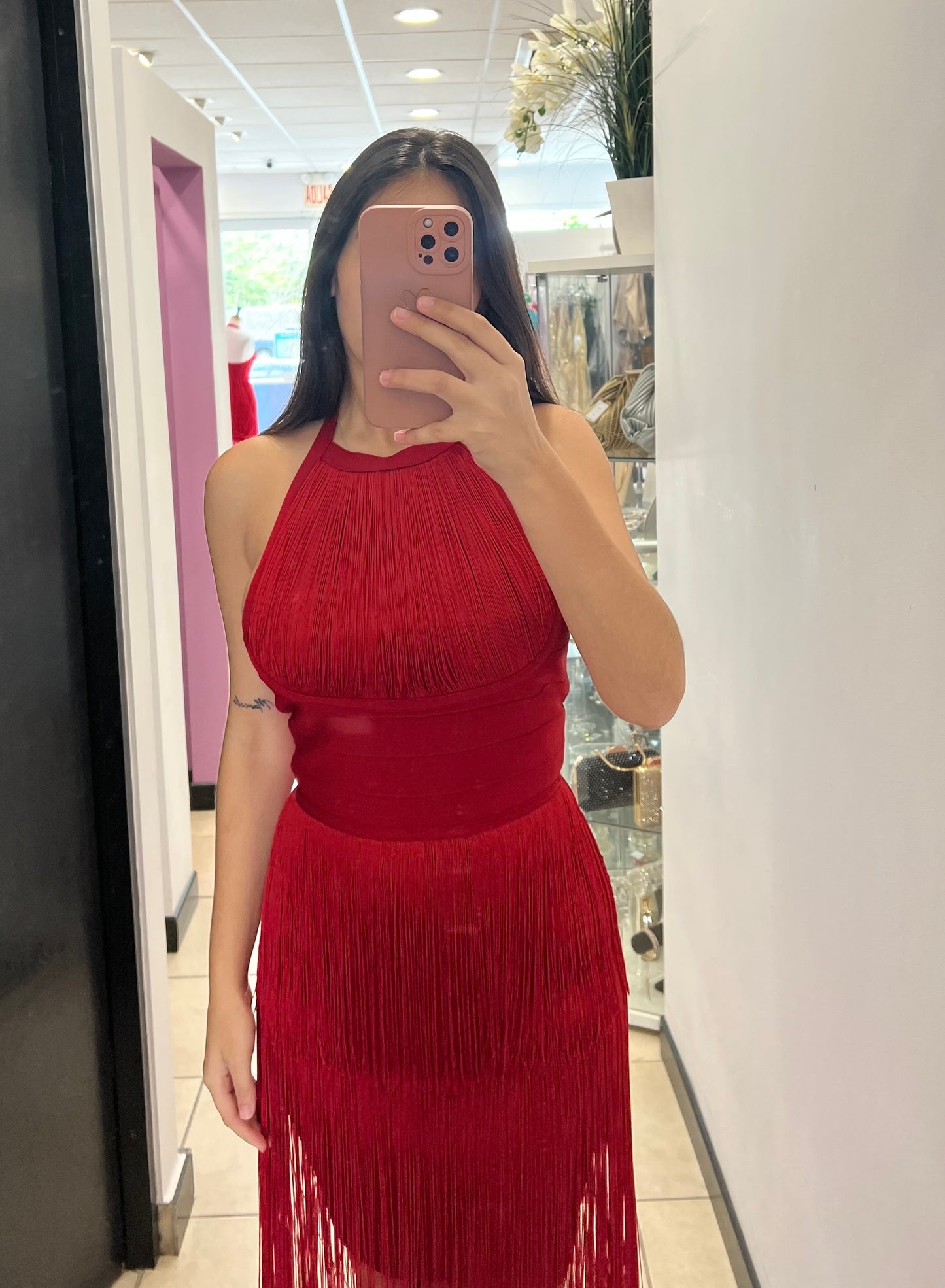 Acia Red Midi Dress