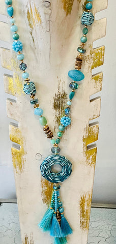 Beads/Tassel Long Necklace