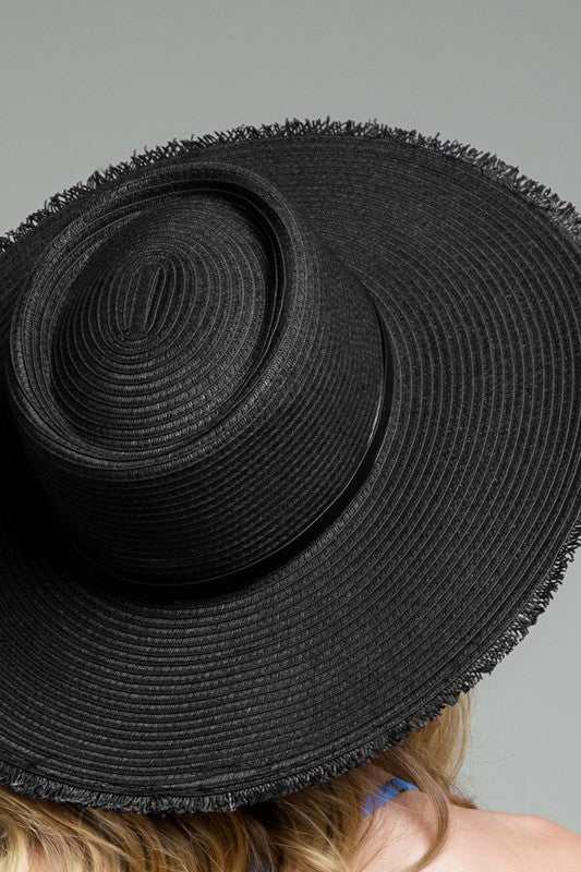 Fringe Edge Hat with leather trim