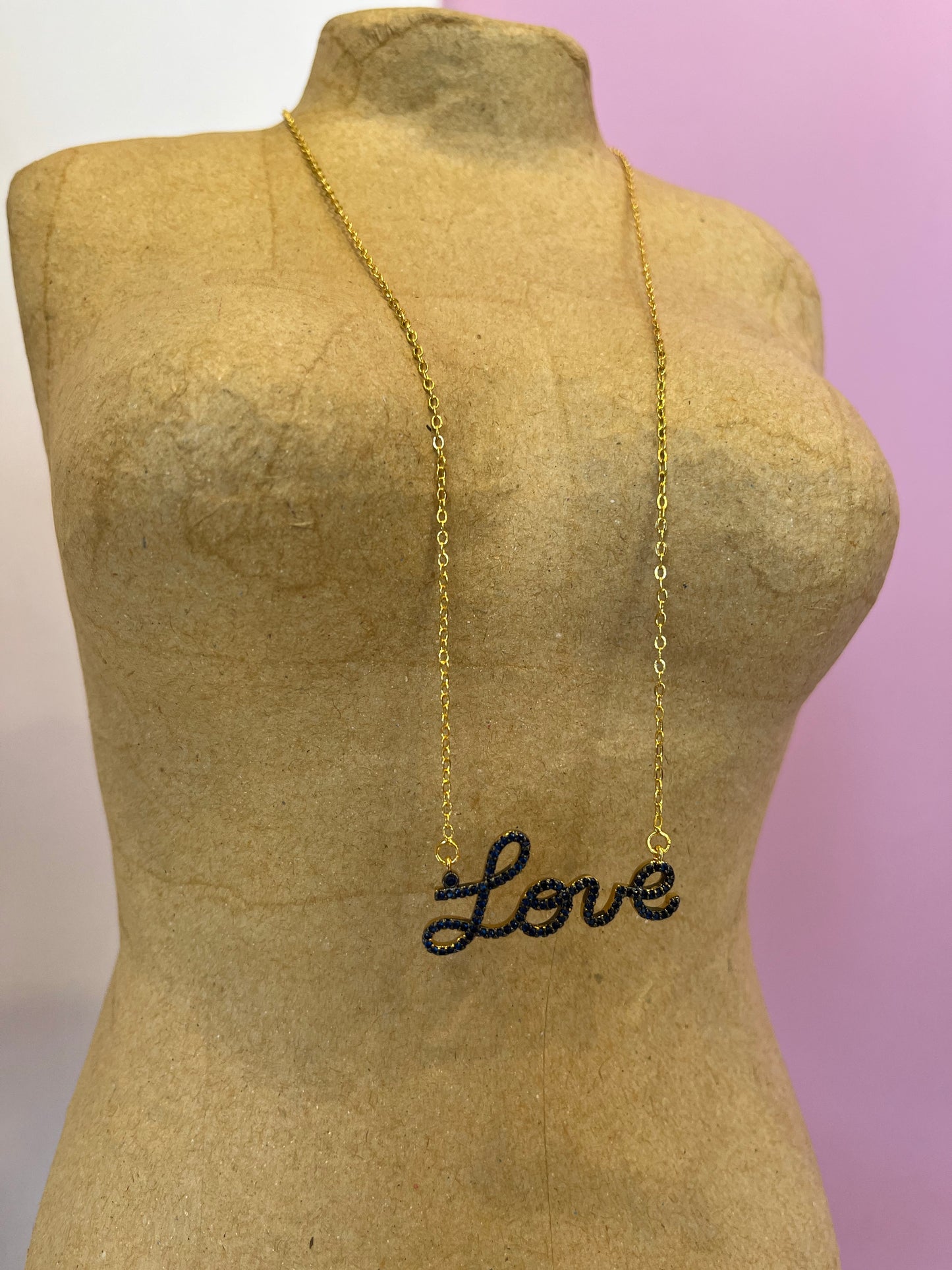 Cursive Love Gold  Necklace