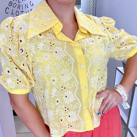 Mili Lace Yellow Top