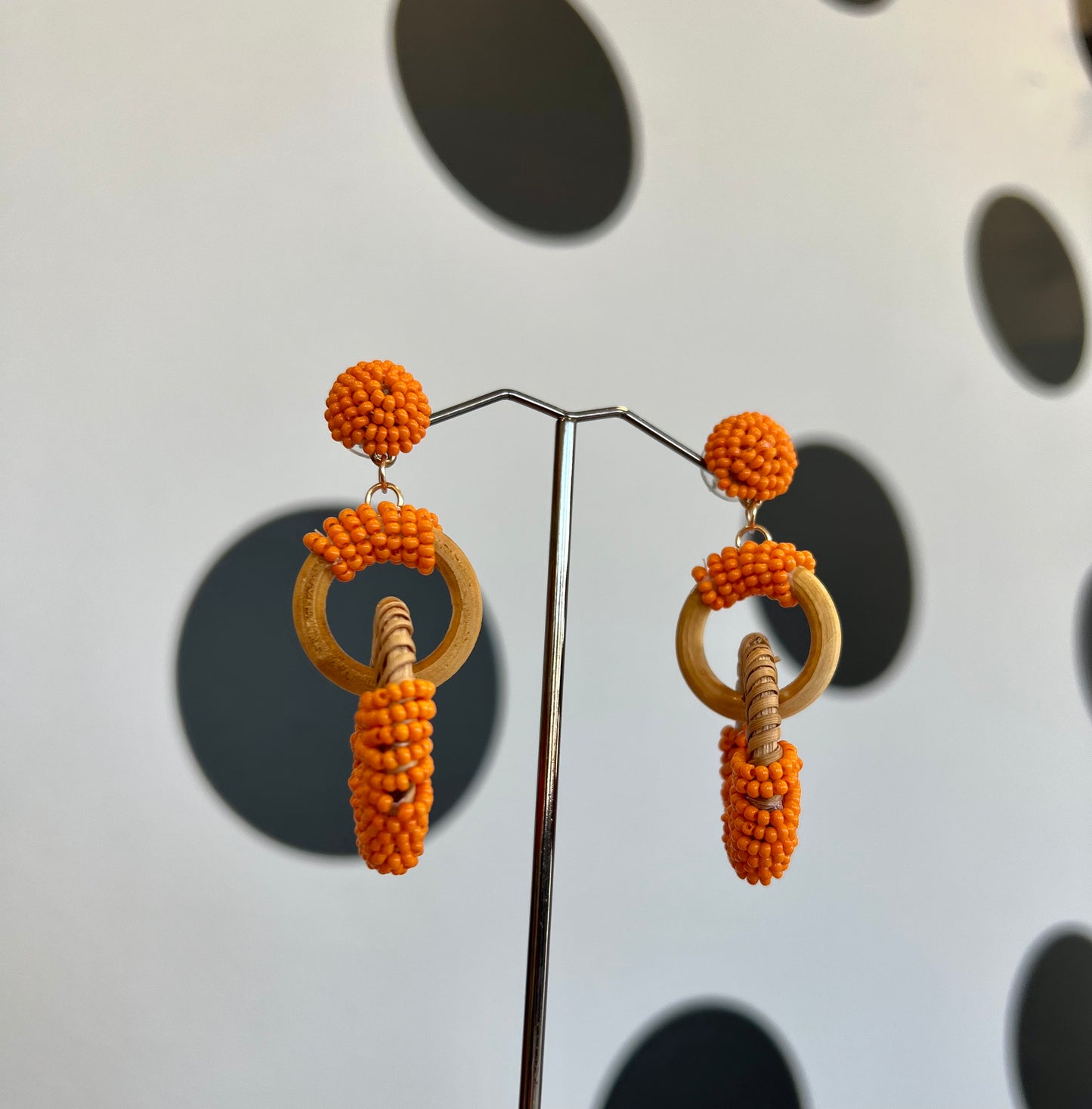 Circles & Beads  Straw Earring