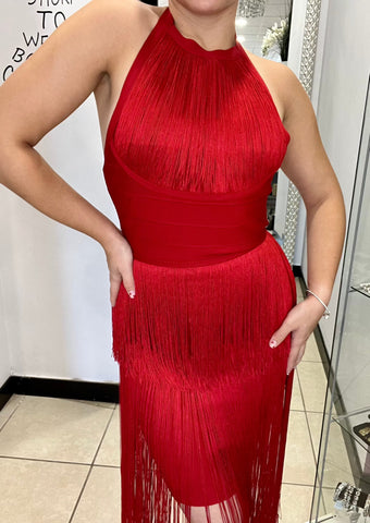 Alicia Red Midi Dress
