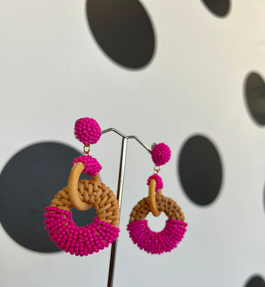 Circles & Beads  Straw Earring